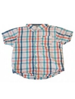 🔥5/$25🔥Tommy Hilfiger Boys 6-9 Month Multicolor Plaid Button-Down Shirt